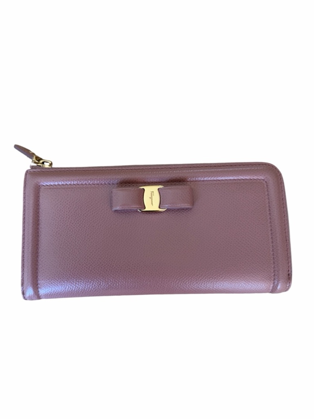 Salvatore Ferragamo Vara Ribbon Leather Round Long Wallet, Pink